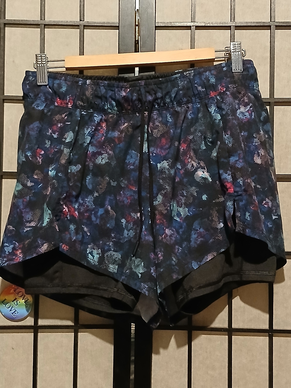 Avia Black Athletic Shorts with Multicolor Floral Print
